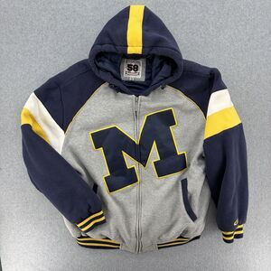 Vintage Michigan Wolverines 58 Sports Hooded Varsity Jacket XL Big M Full Zip